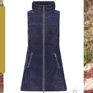 Anorak Long Velvet Down Vest - medium, blue